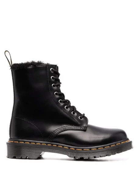 Botine Dr. Martens cu șireturi din dantelă gri