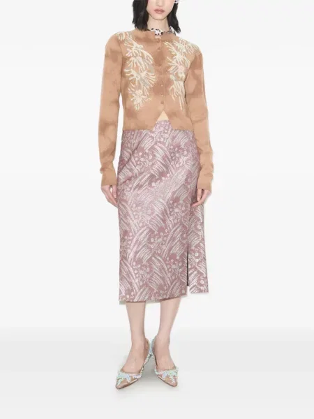 Fustă Tory Burch de mătase roz