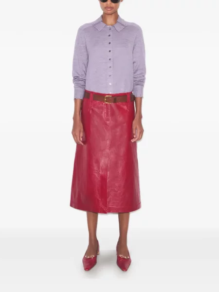 Fustă din piele Tory Burch roșu