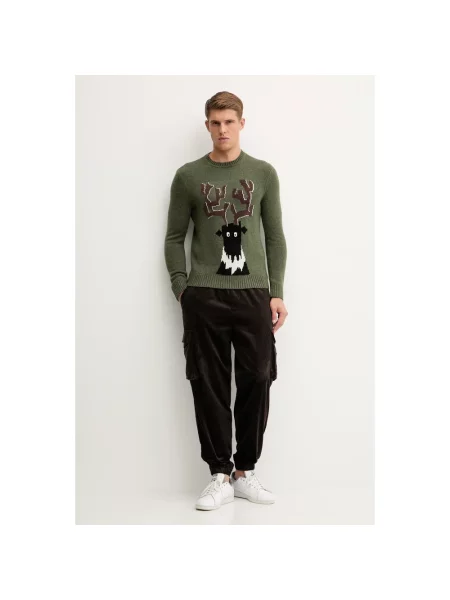 Dzianinowy sweter Emporio Armani Ea7 zielony