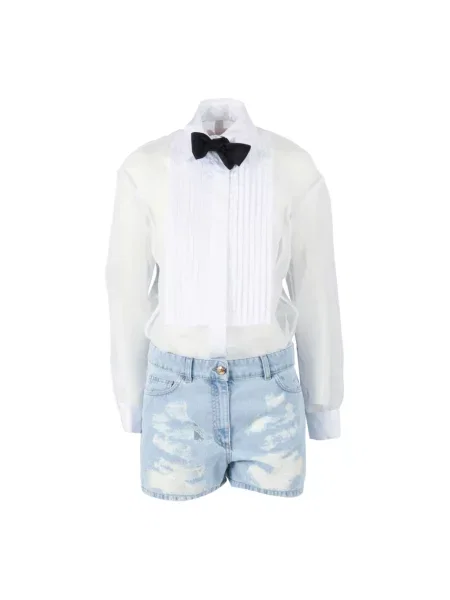 Kombinezon jeansowy Elisabetta Franchi biały