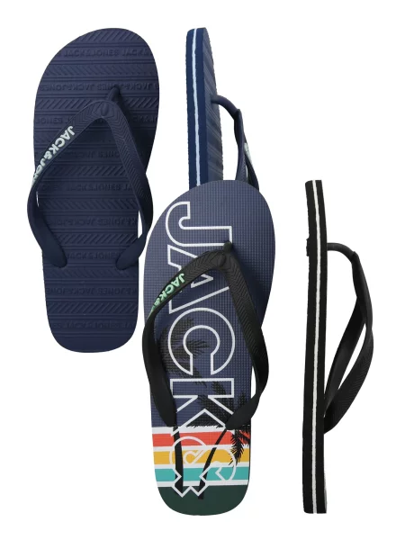 JACK & JONES Flip-flops bleumarin / turcoaz negru