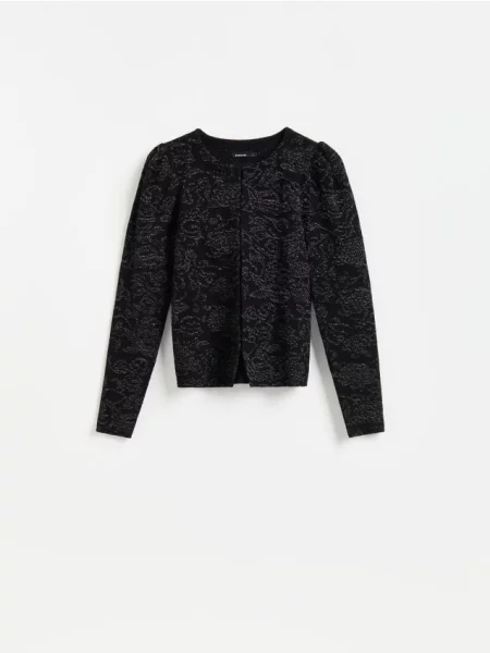 Reserved Cardigan cu model jacard negru