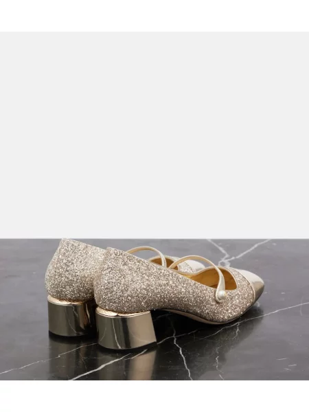 Pantofi cu toc Jimmy Choo din piele auriu