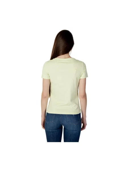 Krótka koszulka Guess z krótkim rękawem klasyczna zielona