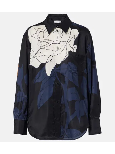 Cămașă Victoria Beckham cu model floral albastru