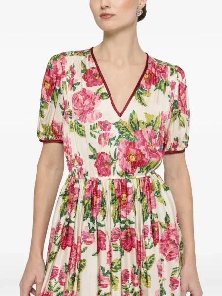 Rochie midi Nissa cu model floral cu imagine cu decolteu în V