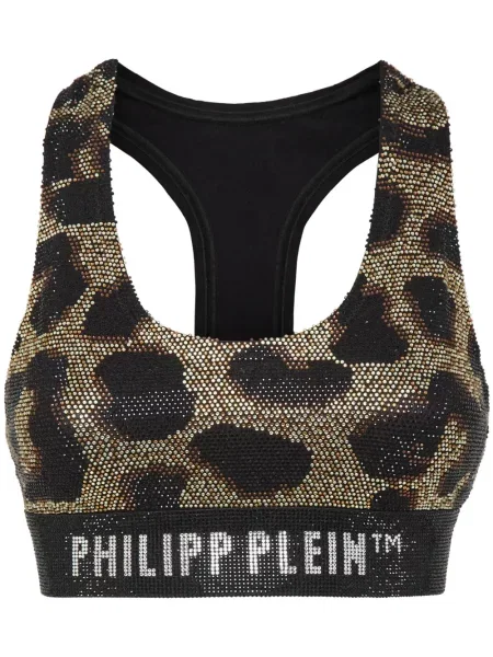Top Philipp Plein z nadrukiem w panterkę o krotszym kroju czarny