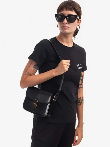 A.P.C. De piele geantă pe umăr Grace negru