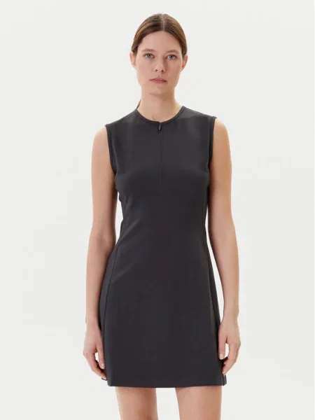 Рокля Calvin Klein Jeans къса с кройка по тялото сиво