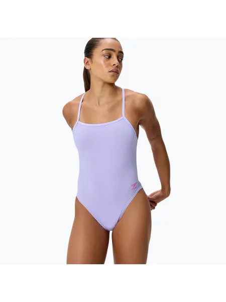Дамски цял бански костюм Speedo FL Solid V-Back bright lavender виолетово