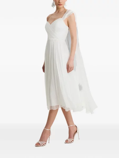 Rochie midi Framboise cu un umăr gol alb
