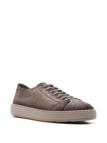 Sneakerși Santoni cu șireturi din dantelă maro