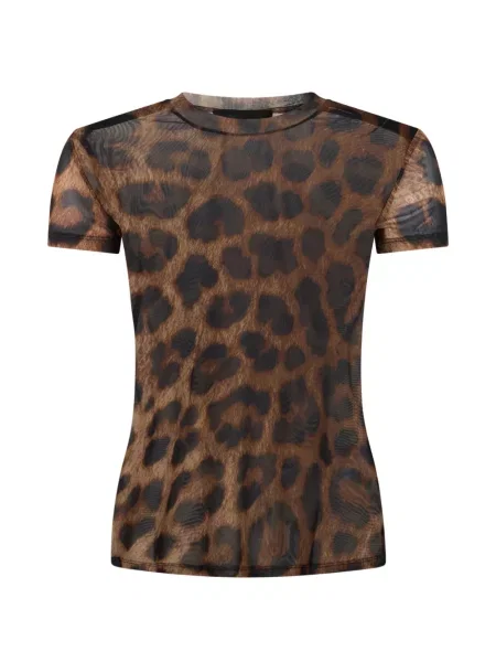 Scurt tricou Philipp Plein cu imagine cu model leopard maro