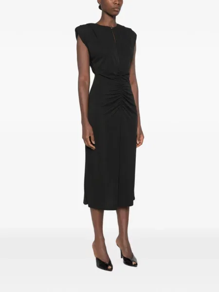Rochie midi Imperial fără mâneci cu volane negru