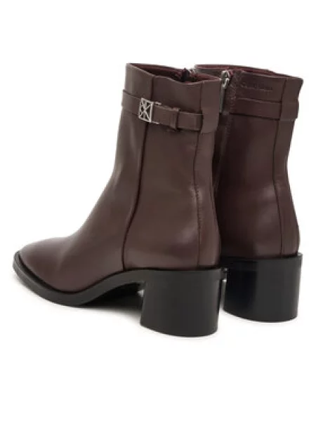 Čizme Calvin Klein Block Heel Ank Boot Lth Hdw smeđa