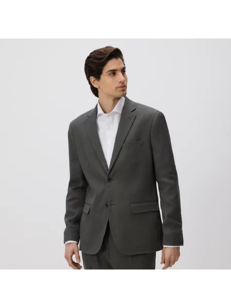 Reserved Slim fit sako s příměsí lnu tmavě zelená