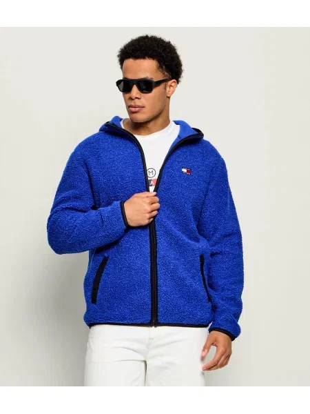 Hanorac din fleece Tommy Jeans din fleece albastru