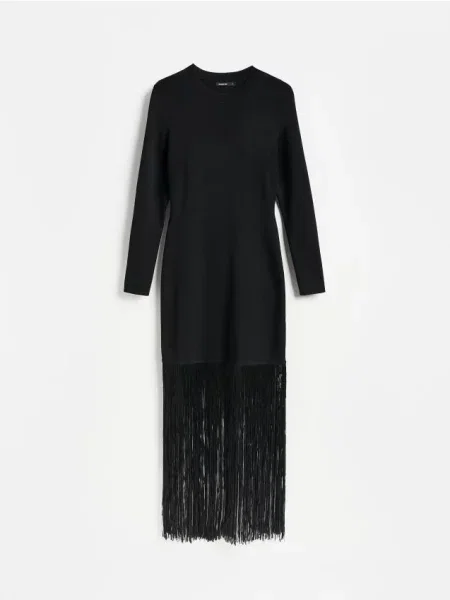Reserved Rochie maxi cu franjuri negru