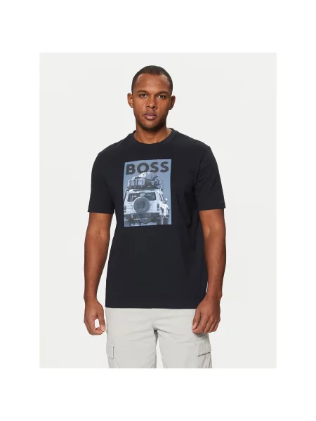 BOSS Футболка Te_Mextour Regular Fit cиній