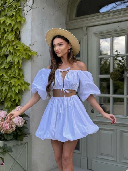 Костюм Milirud топ + спідниця молочний софтшел