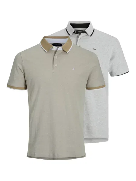 JACK & JONES Tricou JJEPaulos bej închis / deschis / negru / alb gri