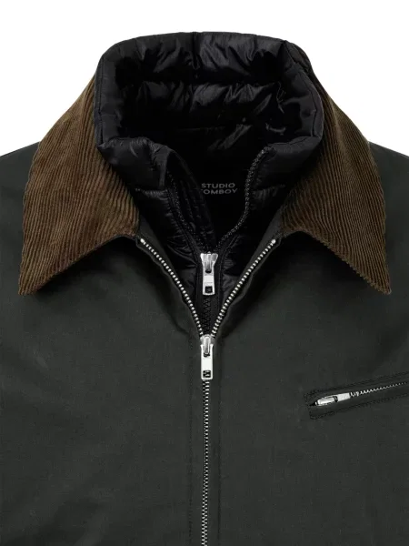 Manšestrová s límcem bunda Tomboy zelená