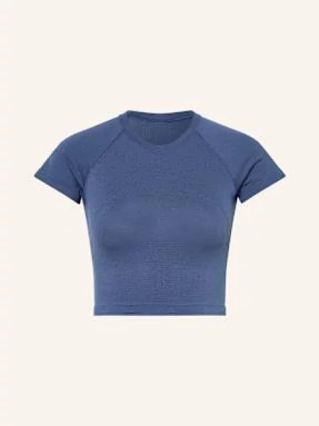 Lululemon Krótka Koszulka Do Biegania Swiftly Tech Cropped Short Sleeve blau granatowa