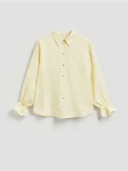 Reserved Cămașă din amestec de in galben-deschis galben