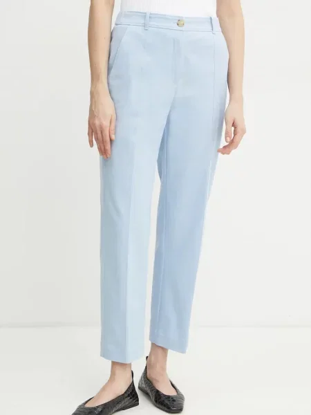 BOSS pantaloni femei lat high waist albastru