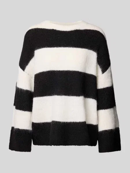 Sweter z dzianiny o kroju oversized z prążkowanymi wykończeniami model ‘SUTTON’ Noisy May czarny