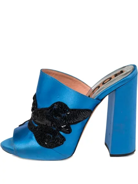 Saténové sandály Rochas s flitry modré