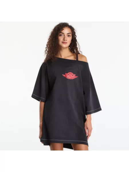 Šaty Nike Jordan Flight T-Shirt Dress Black/ University Red/ Iron Grey XS černé