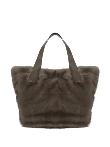 Geantă shopper Bully cu blană maro