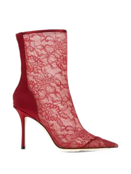 Gležnjače Jimmy Choo s čipkom crvena