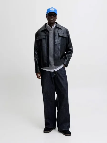 Трикотажный свитер Jack & Jones с круглым вырезом серый