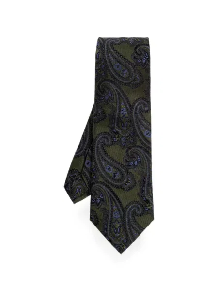 Cravată Etro de mătase cu imagine cu model paisley verde