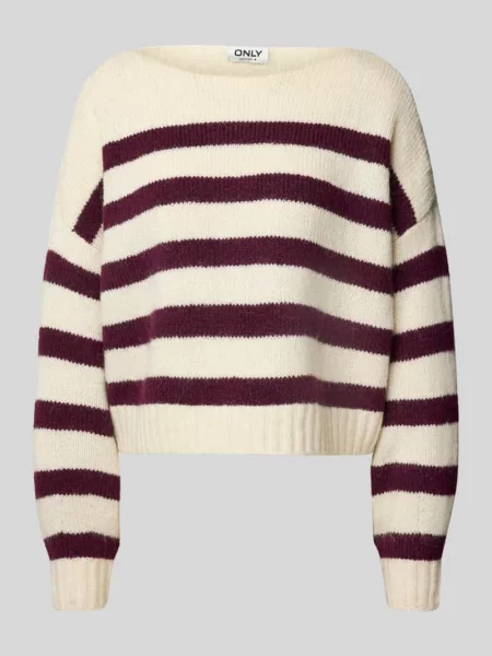 Sweter z dzianiny o kroju regular fit ze wzorem na całej powierzchni model ‘LAYA’ Only bordowy