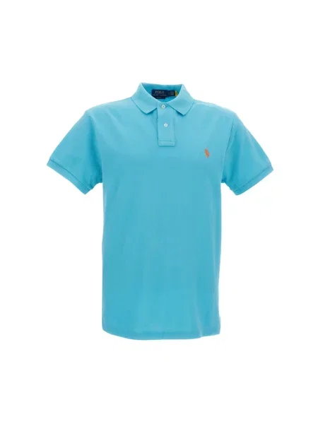 Dzianinowa koszulka polo Polo Ralph Lauren z krótkim rękawem niebieska