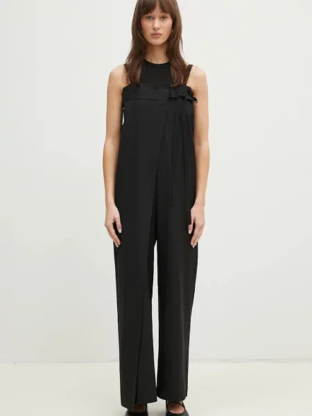 Vuneni kombinezon Maison Margiela s kockastim izrezom crna