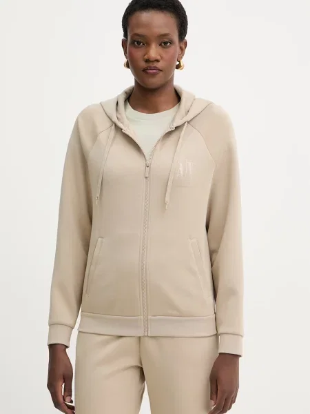 Armani Exchange bluza z wiskozą beżowa
