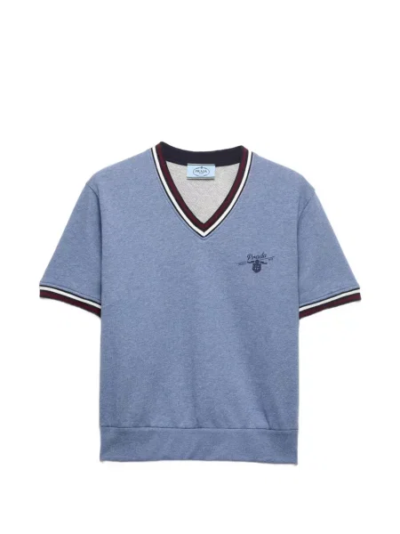 Флийс полар Prada с V-образно деколте синьо