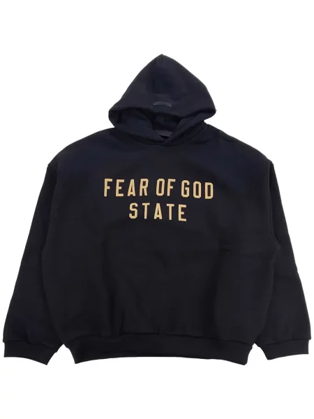 Hanorac cu glugă Fear Of God Essentials din fleece negru