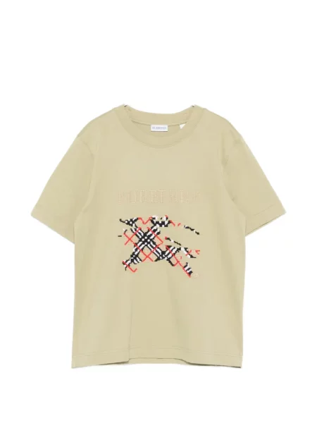 Tricou Burberry cu broderie verde