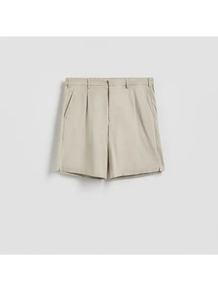 Reserved Regular rövidnadrág len keverékkel bézs