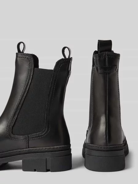 Buty chelsea z welurowej skóry bydlęcej z naturalnej skóry Tamaris czarne