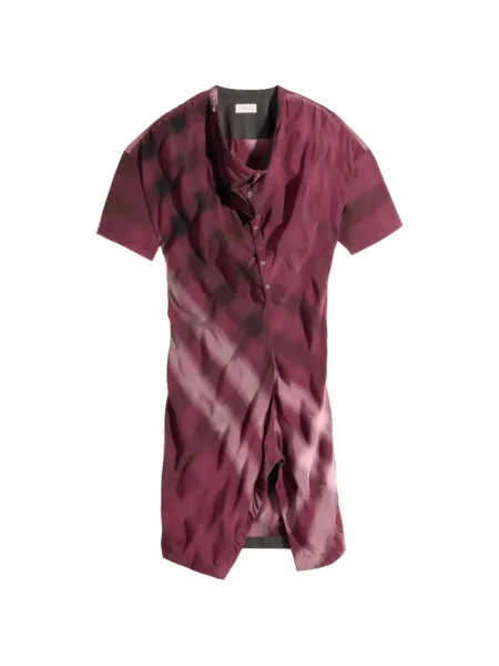 Rochie tip cămașă Lemaire asimetrică până la genunchi de costum roșu