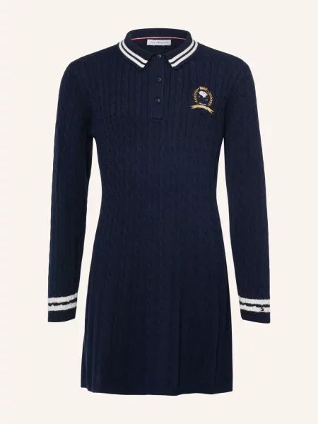 Tommy Hilfiger Pletené Polo Šaty Peanuts™ tmavě modrá bílá