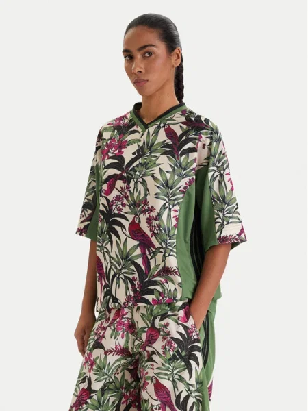 ADIDAS SPORTSWEAR Tricou funcțional ADIDAS x FARM RIO PREMIUM bej deschis / deschis / fucsia / negru verde