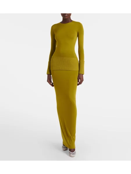 Rochie maxi Alaïa de lână verde